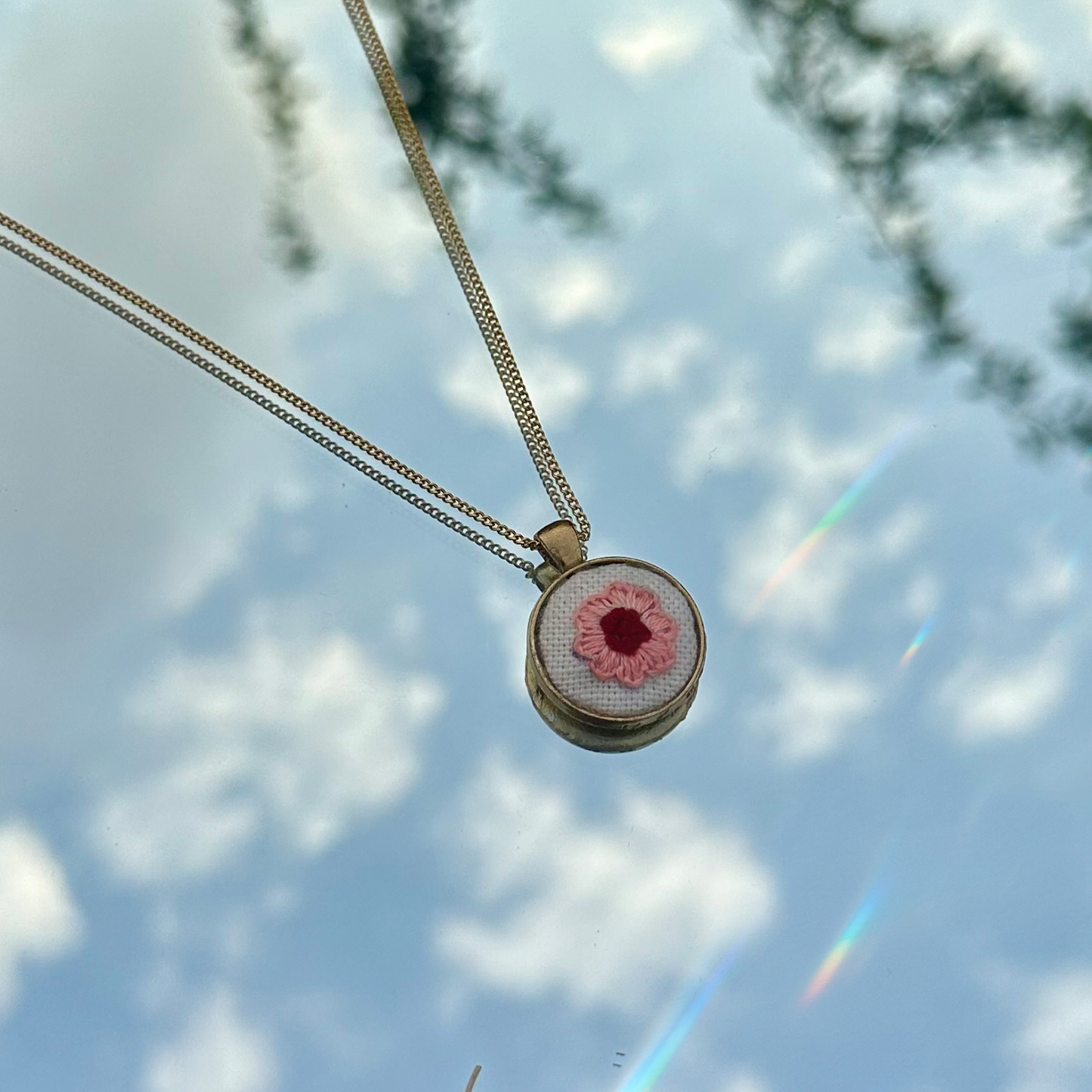 Poppy Whisper - Hand Embroidered Pendant