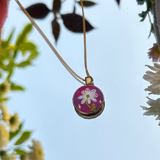 Daisy Dusk - Hand Embroidered Pendant